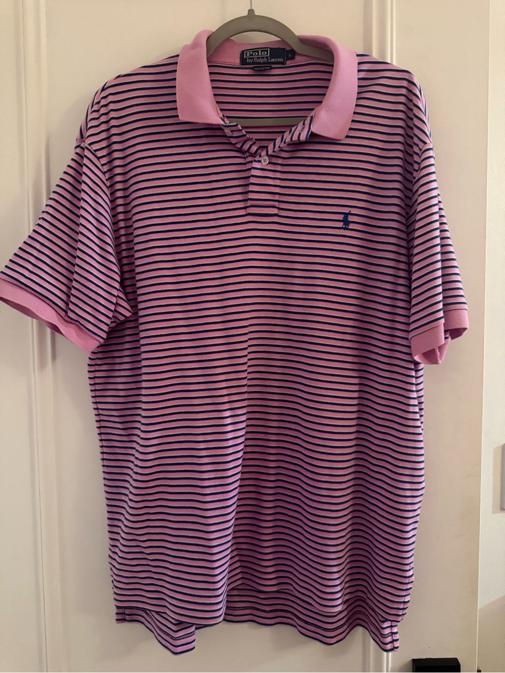 Polo by Ralph Lauren Pink with Navy Stripe Cotton Polo